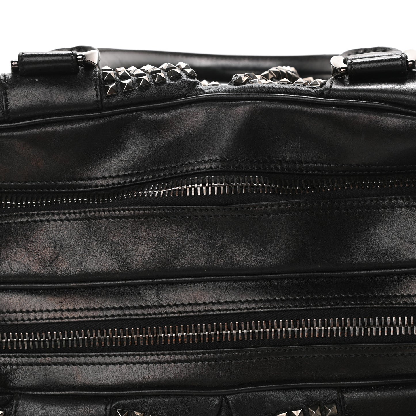 Prorsum Calfskin Studded Knight Satchel Black