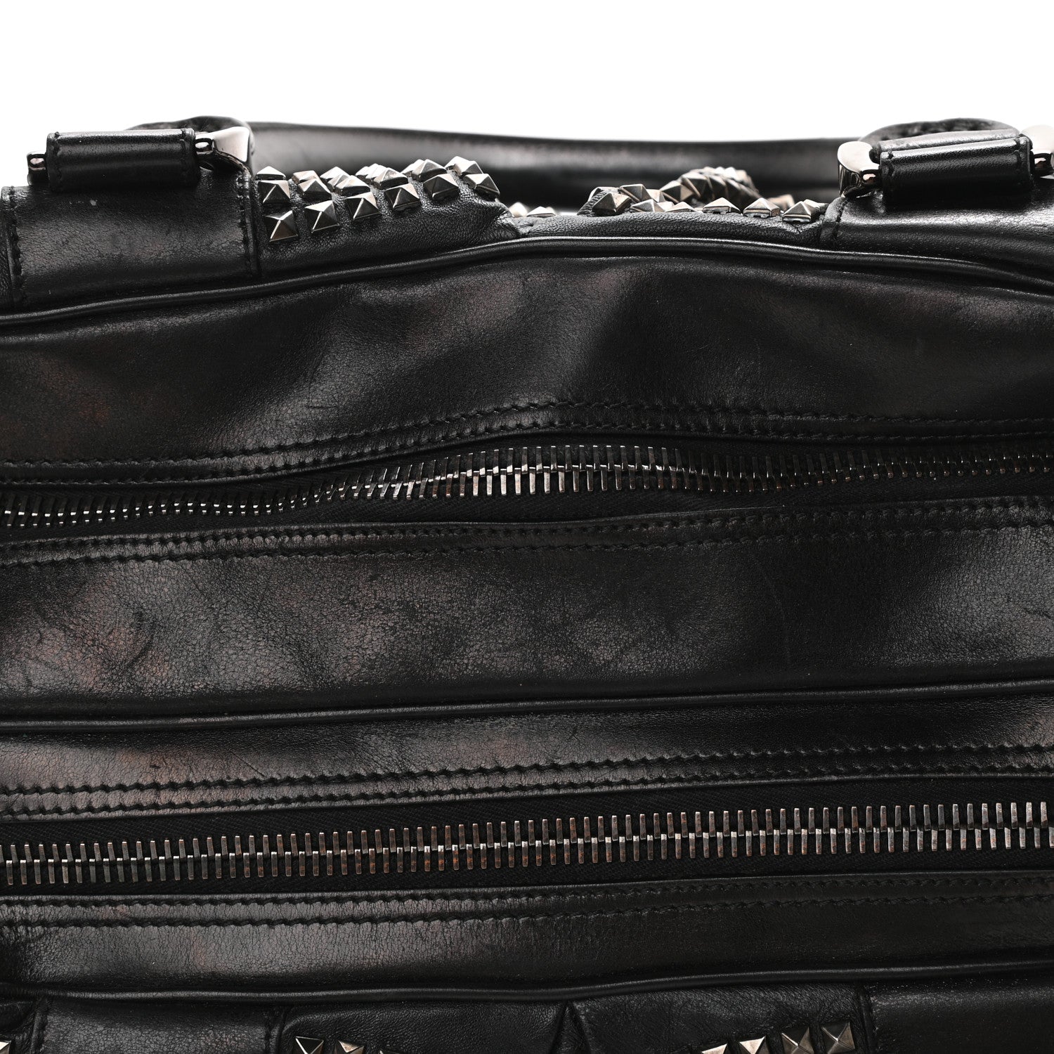 Burberry Prorsum Calfskin Studded Knight Satchel Black 13 of 15