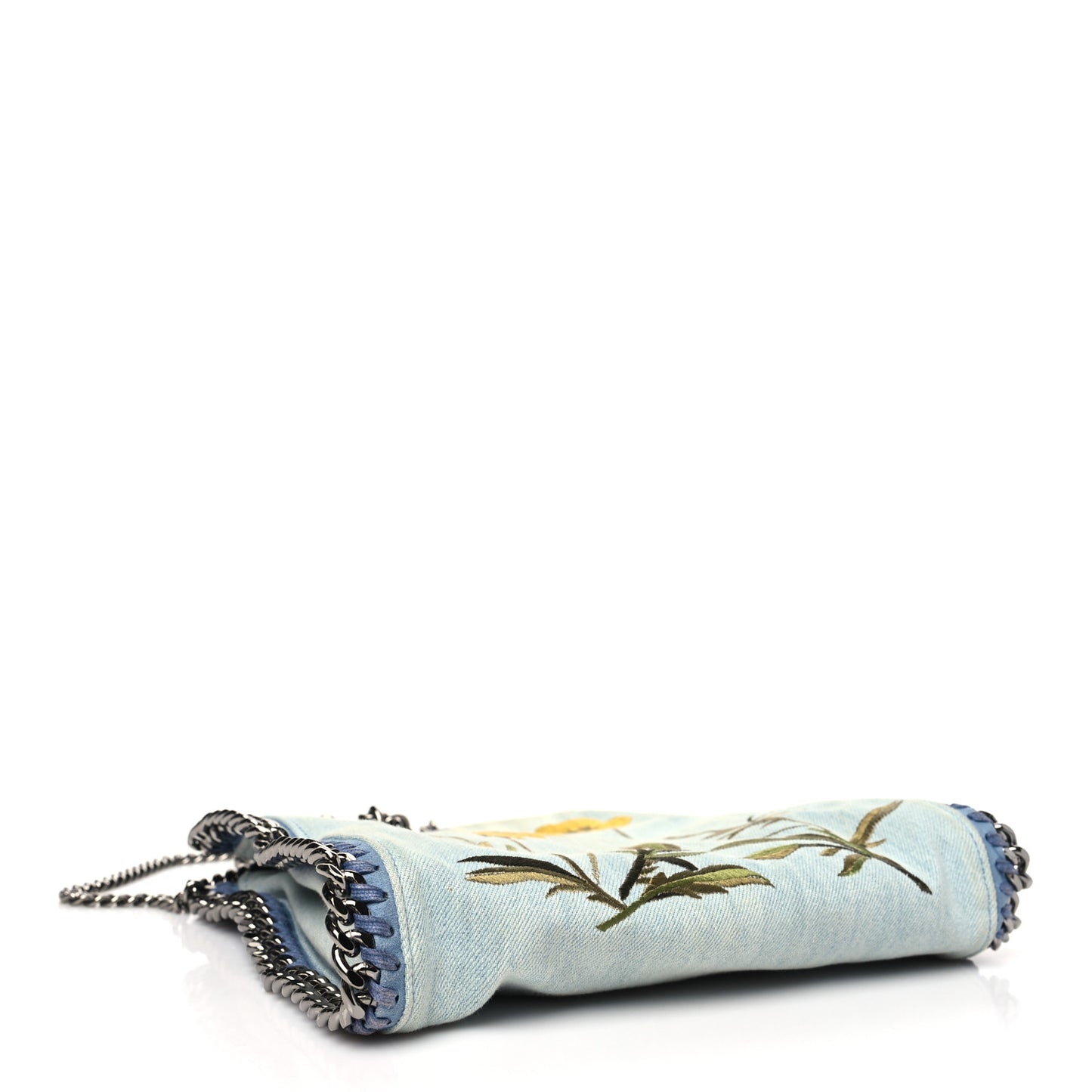 Denim Flower Mini Falabella Tote Blue