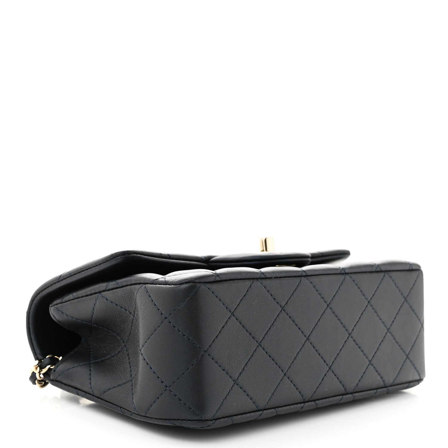 Chanel Lambskin Quilted Mini Top Handle Rectangular Flap Navy Blue 4 of 11