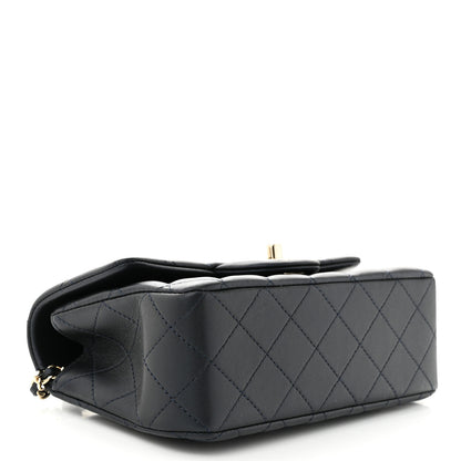 Chanel Lambskin Quilted Mini Top Handle Rectangular Flap Navy Blue 4 of 11