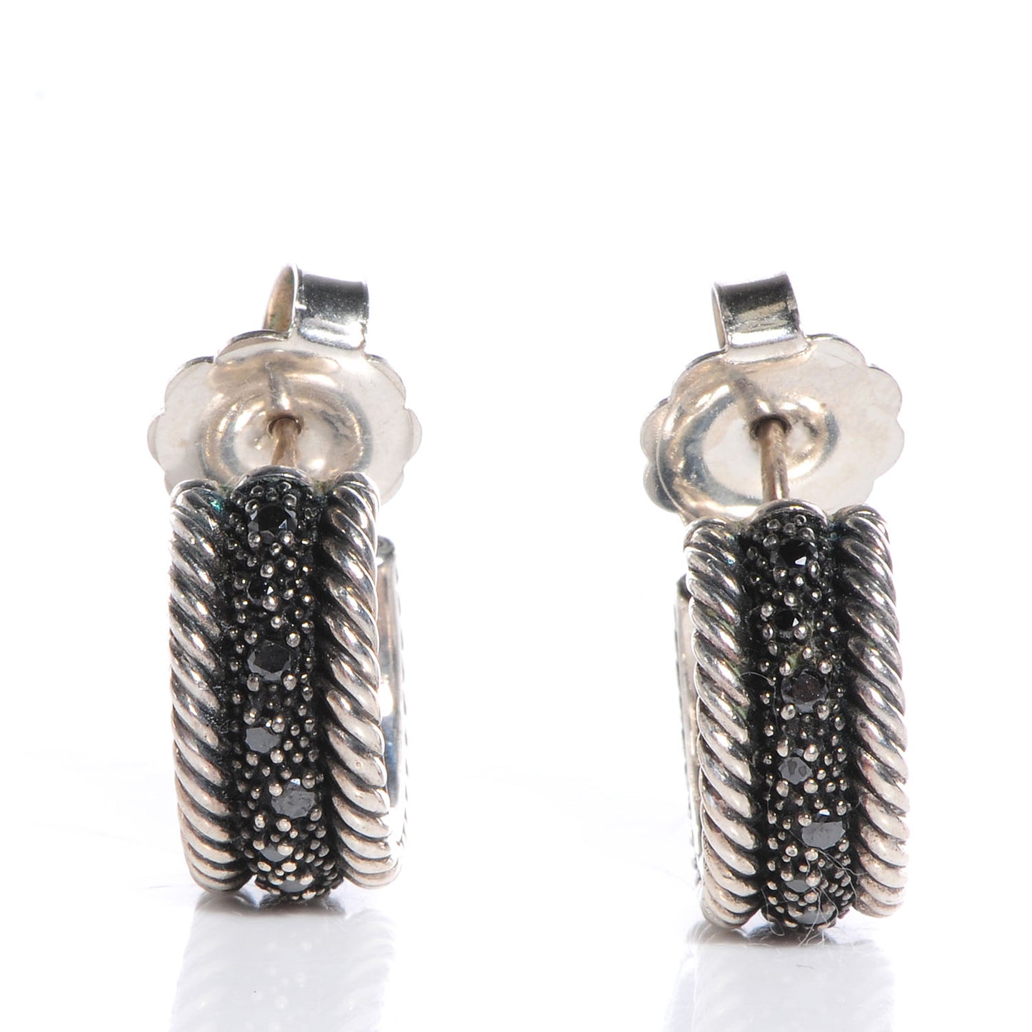 Sterling Silver Black Diamond 17mm Midnight MÃ©lange Earrings