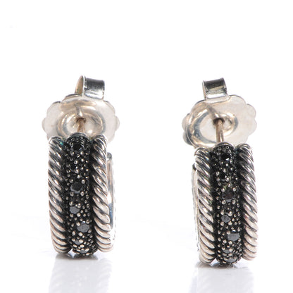 David Yurman Sterling Silver Black Diamond 17mm Midnight MÃ©lange Earrings 4 of 5