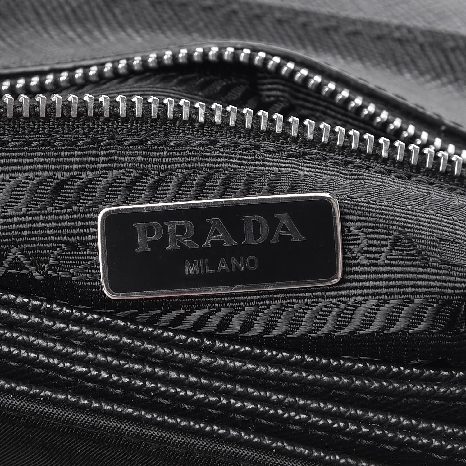 Prada Saffiano Tessuto Nylon Chain Shoulder Bag Black 9 of 9