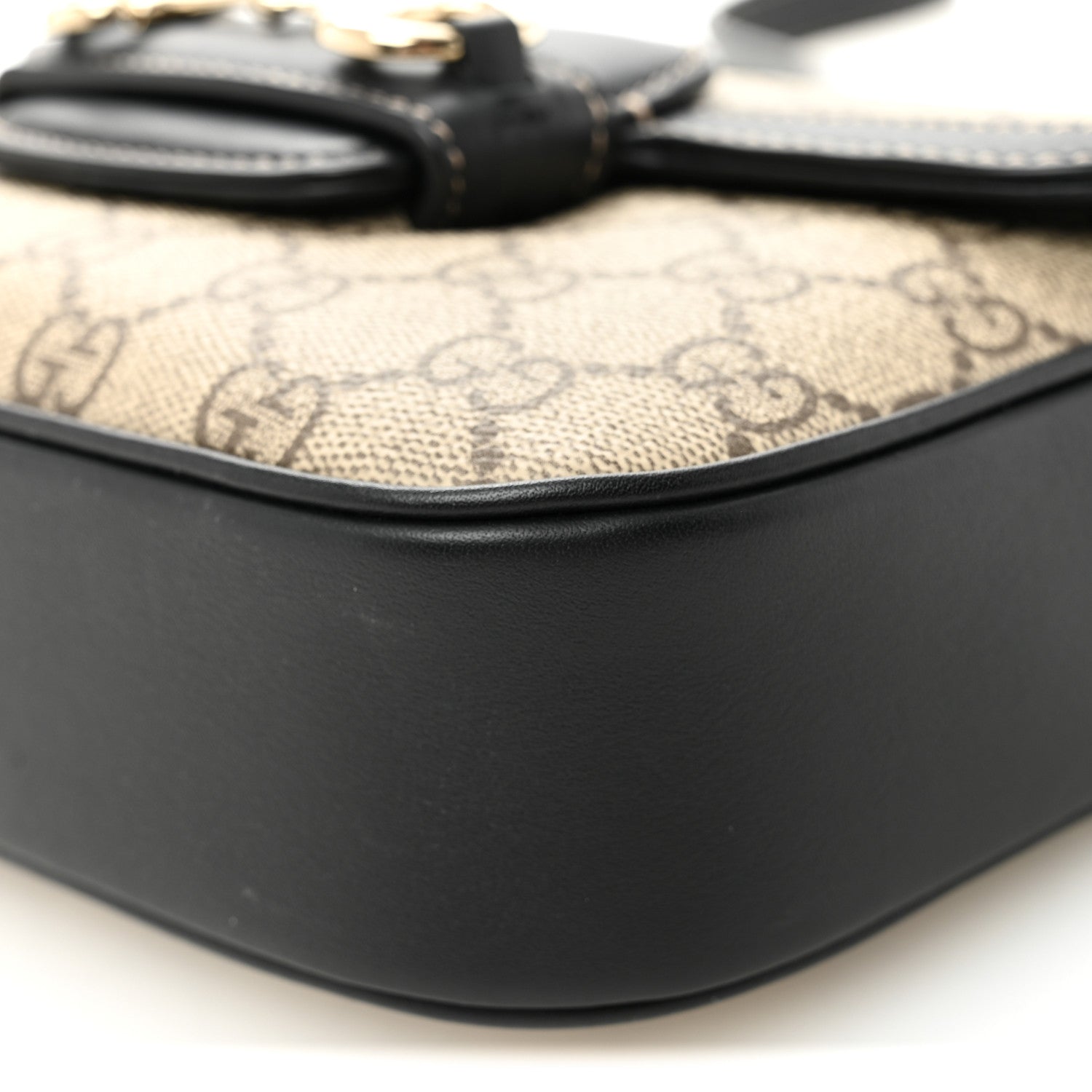 Gucci GG Supreme Monogram Horsebit 1955 Soft Small Shoulder Bag Beige Black 11 of 11