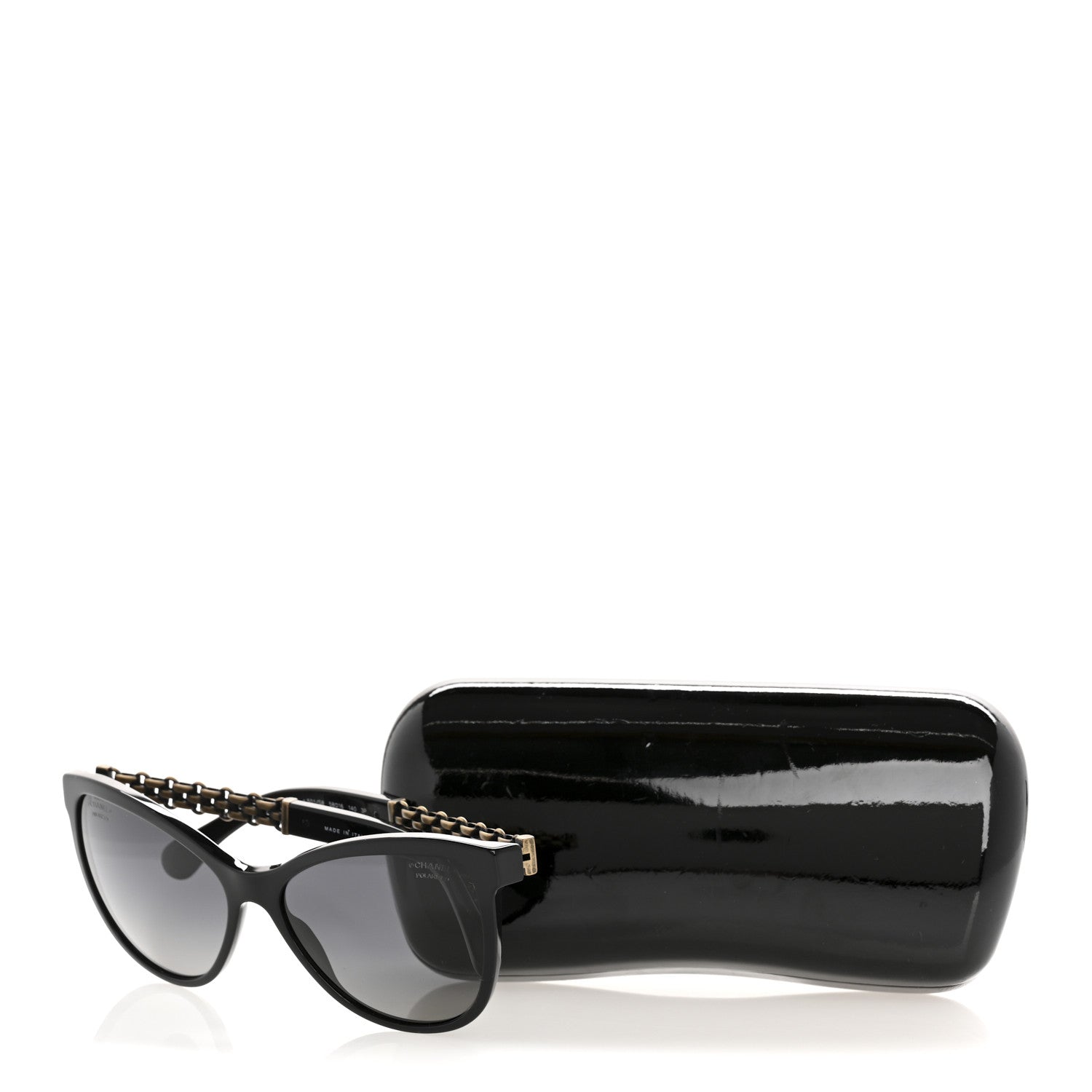 Chanel Acetate Polarized Cat Eye Chain Sunglasses 5326 Black 9 of 9
