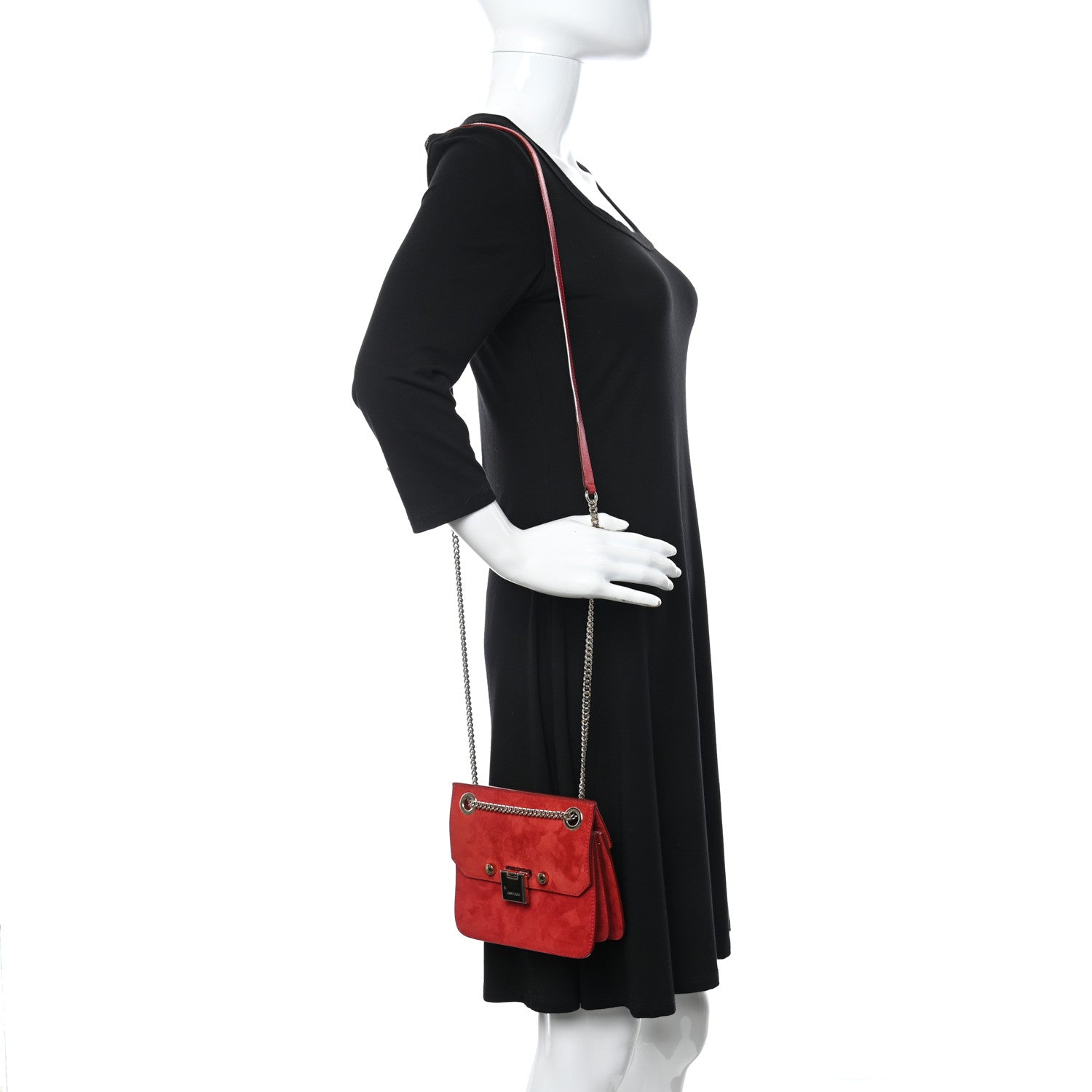 Jimmy Choo Suede Rebel Crossbody Bag Red 2 of 10