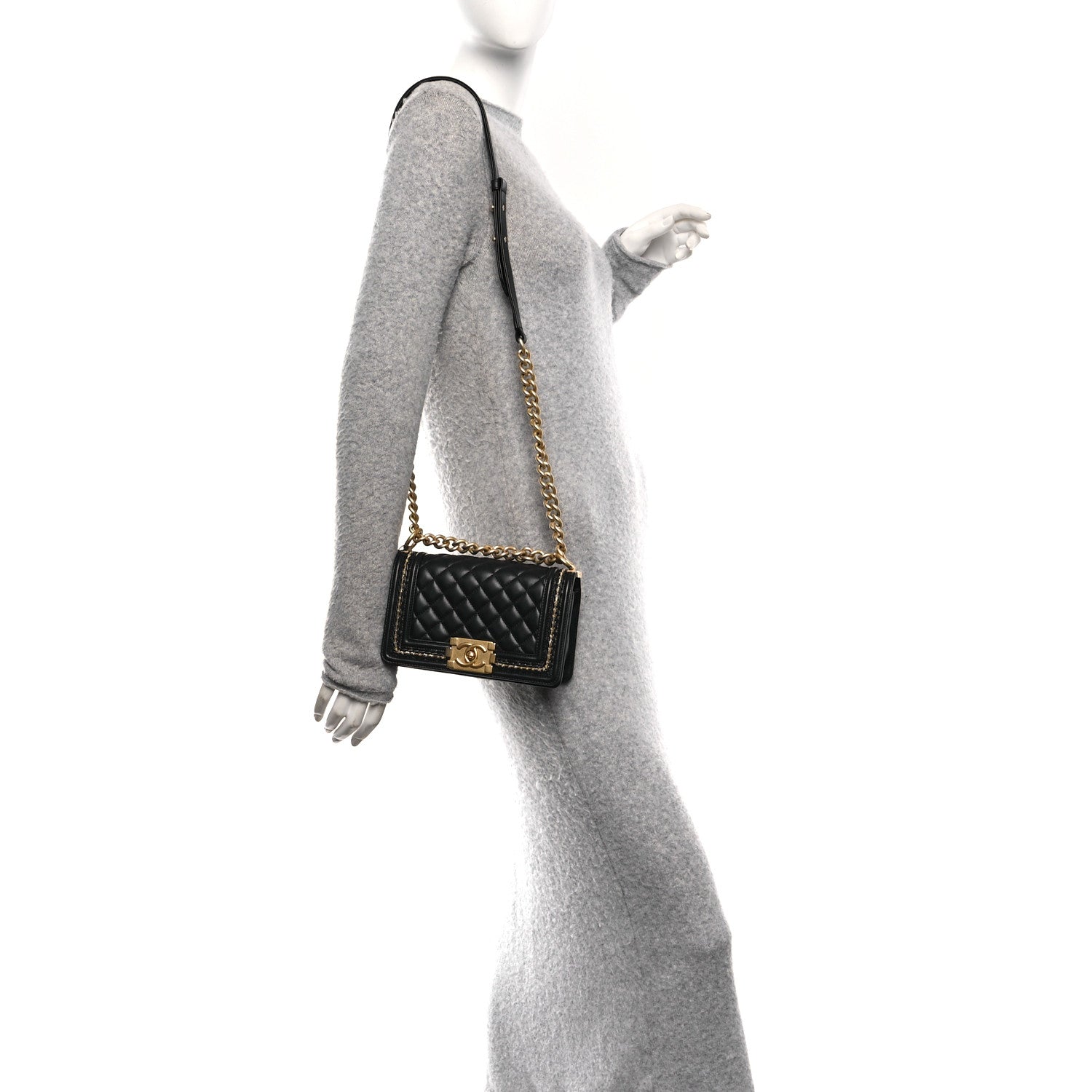 Chanel Lambskin Quilted Small Chain Detail Boy Flap Black 2 of 10