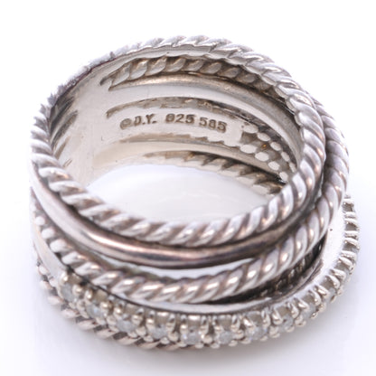 David Yurman 14k Sterling Silver Diamond Crossover Cable Ring 4 5 of 5