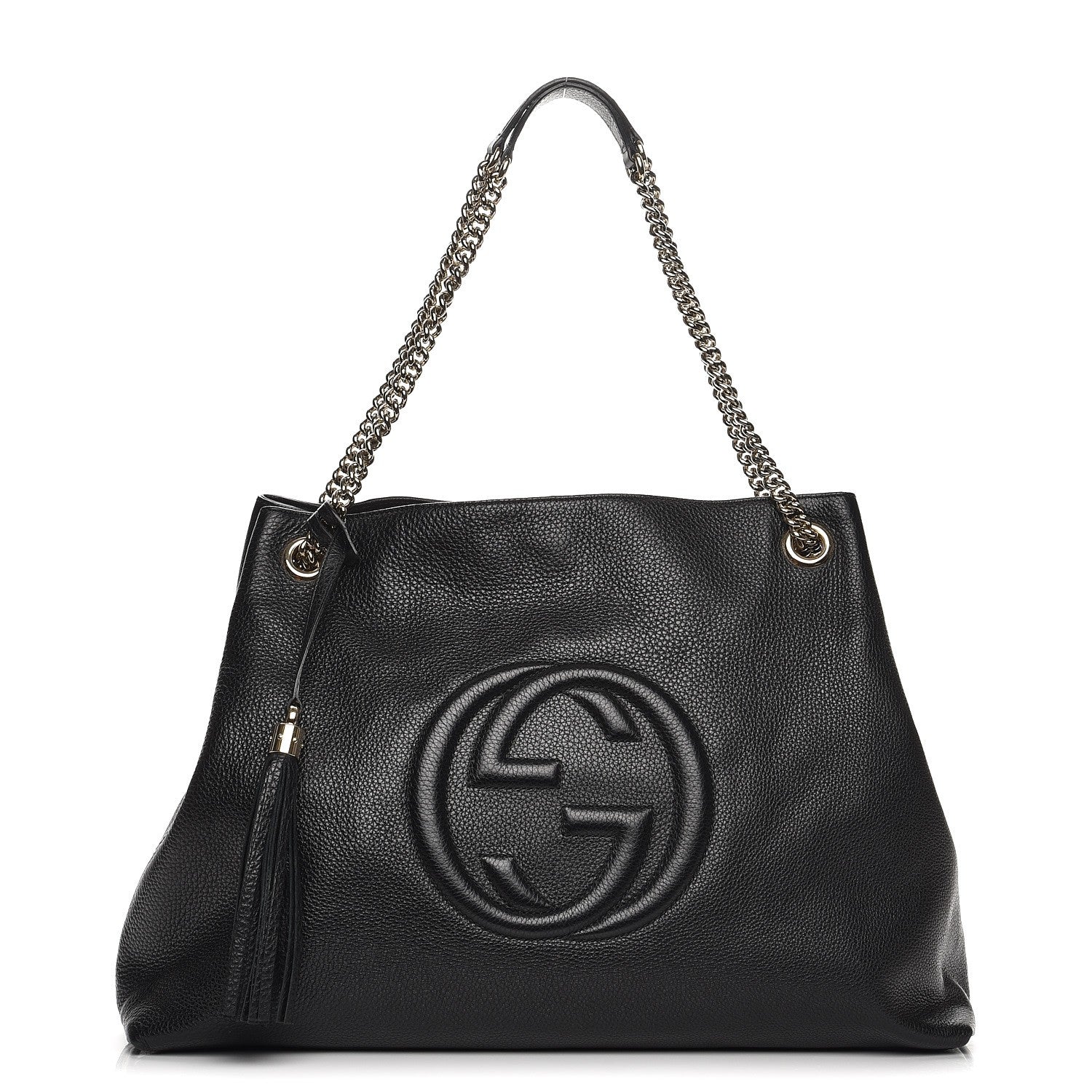 Gucci Pebbled Calfskin Large Soho Chain Shoulder Bag Black 1 of 10