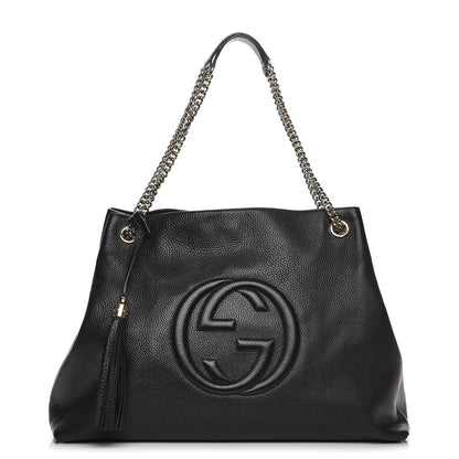 Gucci Pebbled Calfskin Large Soho Chain Shoulder Bag Black 1 of 10