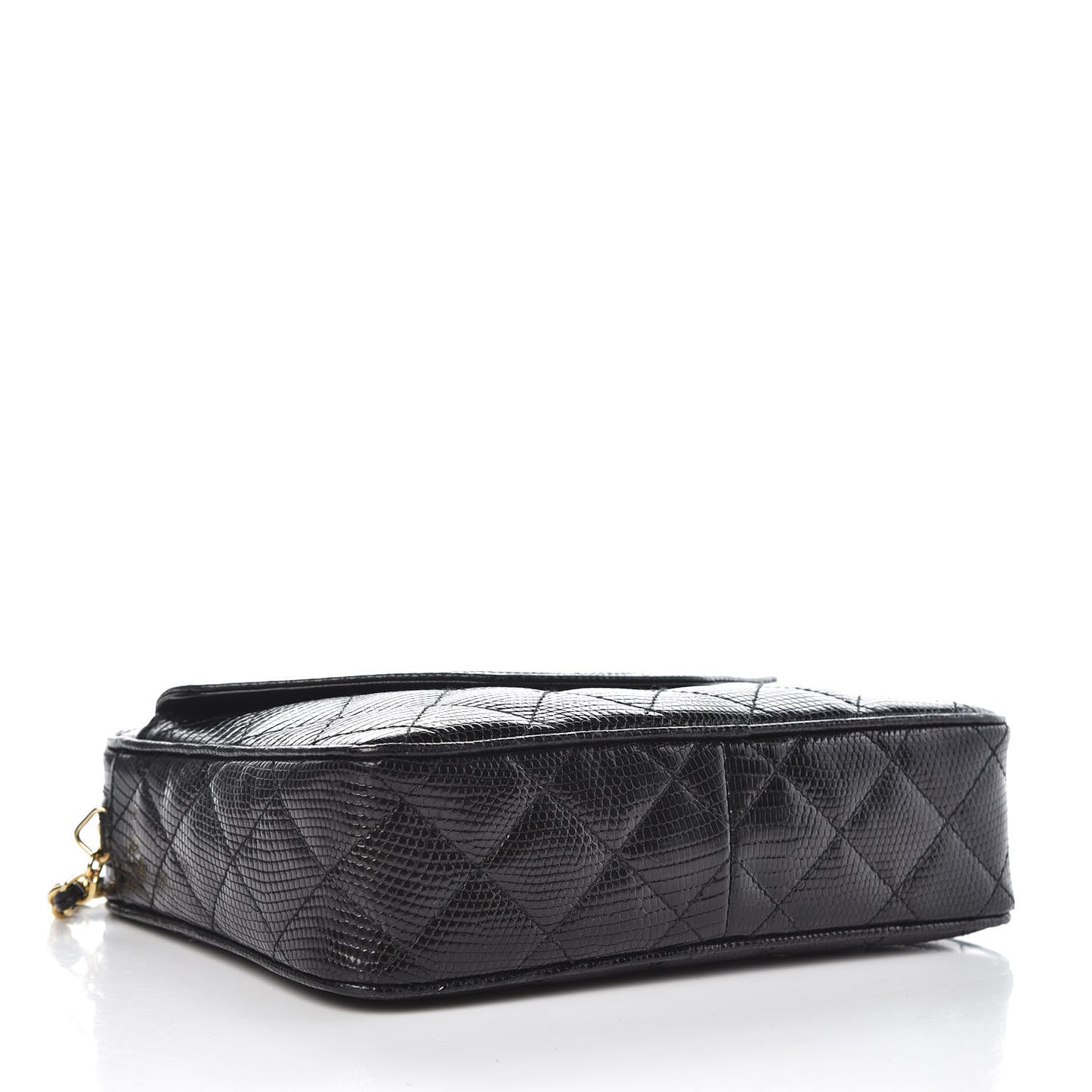 Lizard Quilted Small Tassel Camera Case Black