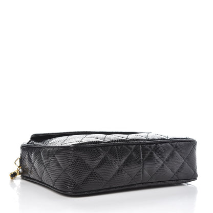 Chanel Lizard Quilted Small Tassel Camera Case Black 4 of 8