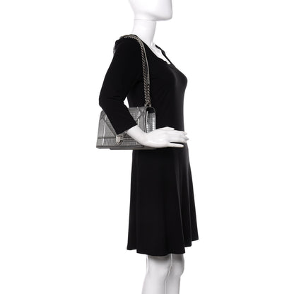 Christian Dior Metallic Patent Micro-Cannage Medium Diorama Flap Bag Silver 2 of 10