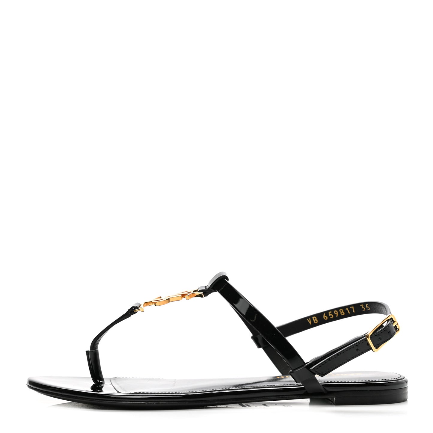 Patent Calfskin Cassandra Monogram Sandals 35 Black