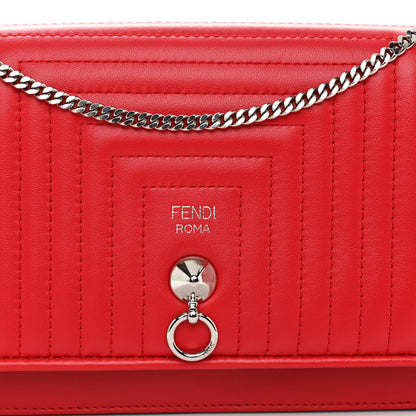 Fendi Shiny Nappa Trapuntata Dotcom Tube Wallet On Chain Rojo 8 of 11