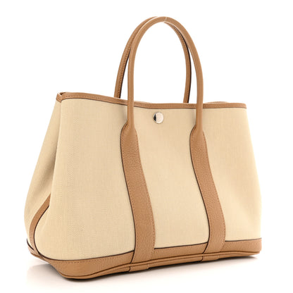 Hermes Toile Militaire Vache Country Garden Party 30 TPM Tote Beton Biscuit 3 of 11
