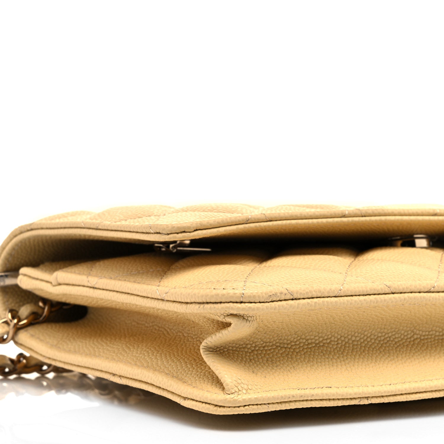 Chanel Caviar Quilted Wallet on Chain WOC Light Yellow 5 of 10