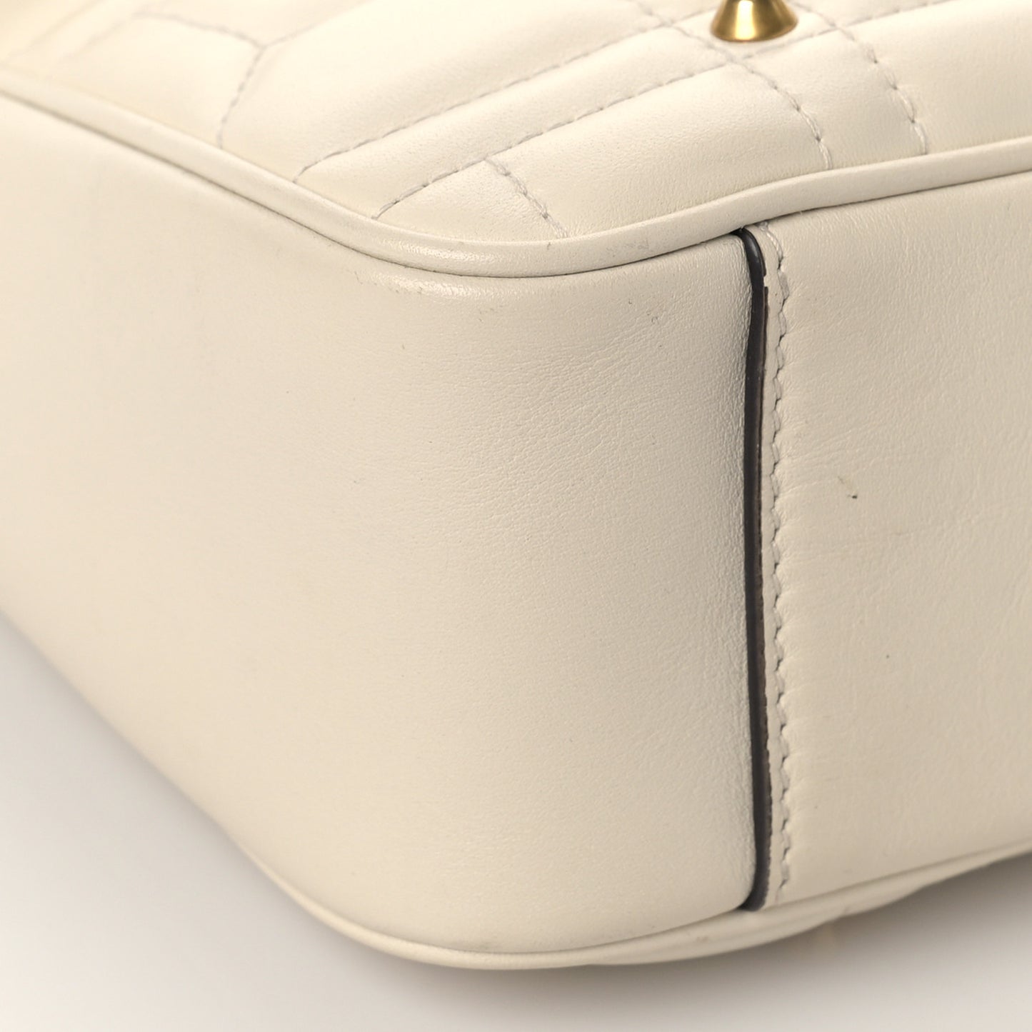 Calfskin Matelasse Studded Medium GG Marmont Shoulder Bag White