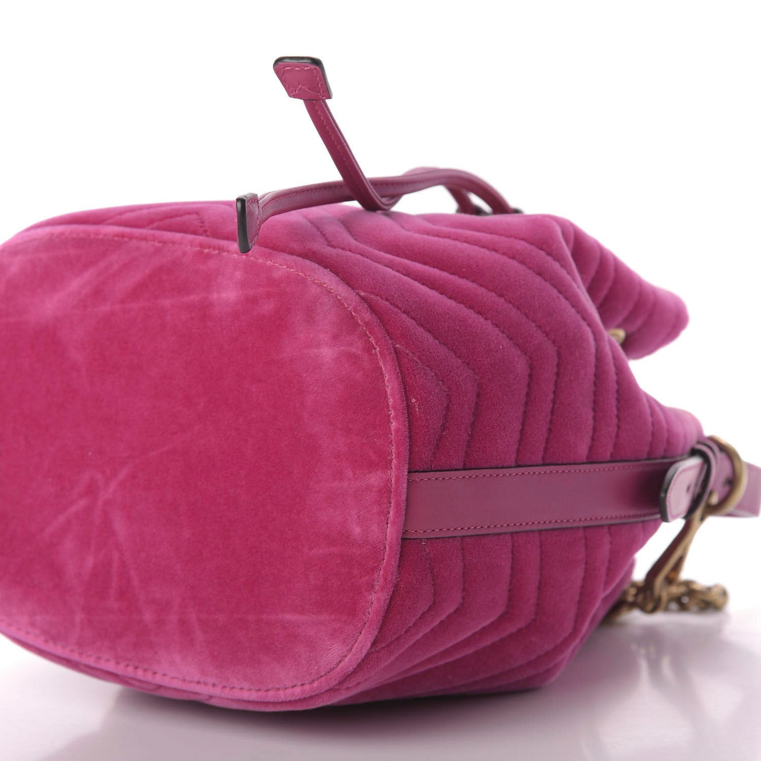 Gucci Velvet Matelasse GG Marmont Bucket Bag Light Raspberry Rose 8 of 10