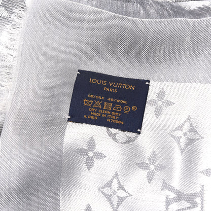 Louis Vuitton Wool Silk Monogram Denim Shawl Grey 4 of 4