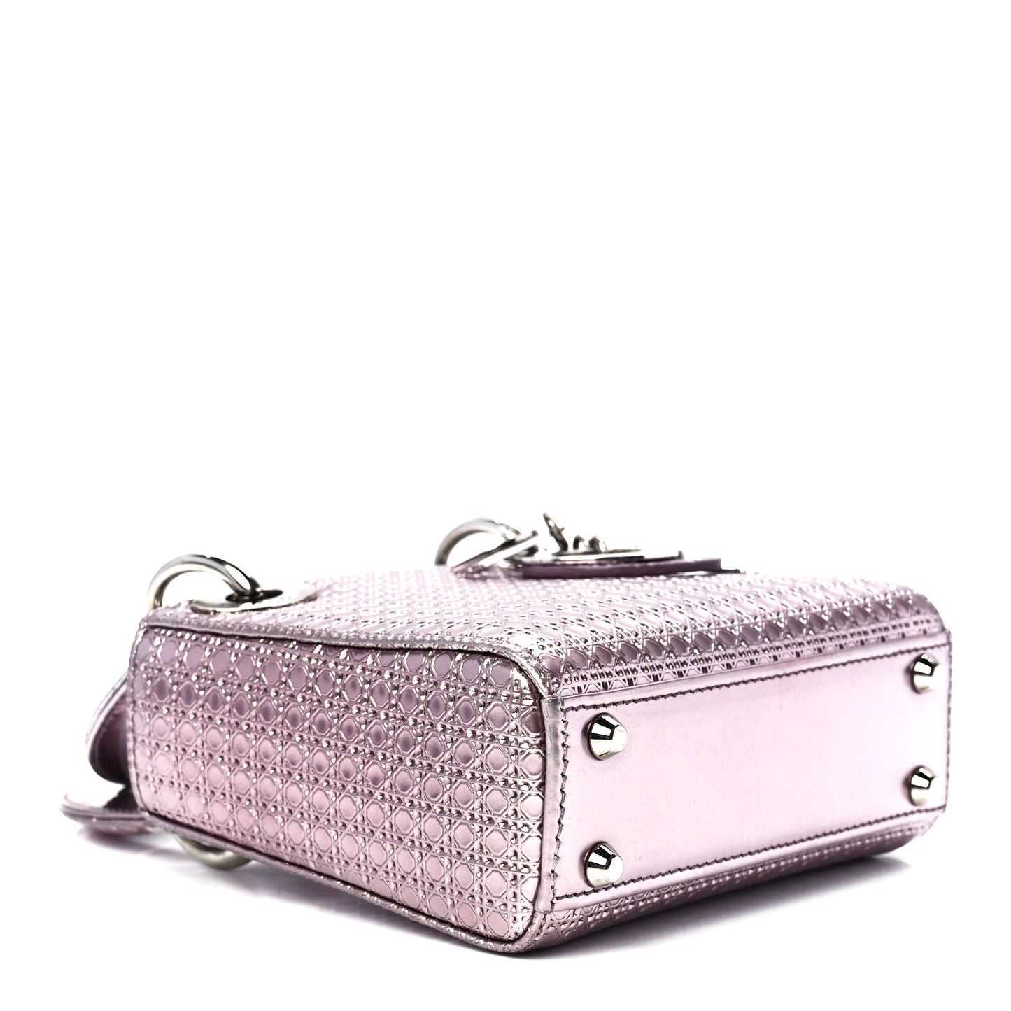 Metallic Patent Micro-Cannage Mini Lady Dior Hyper Pink