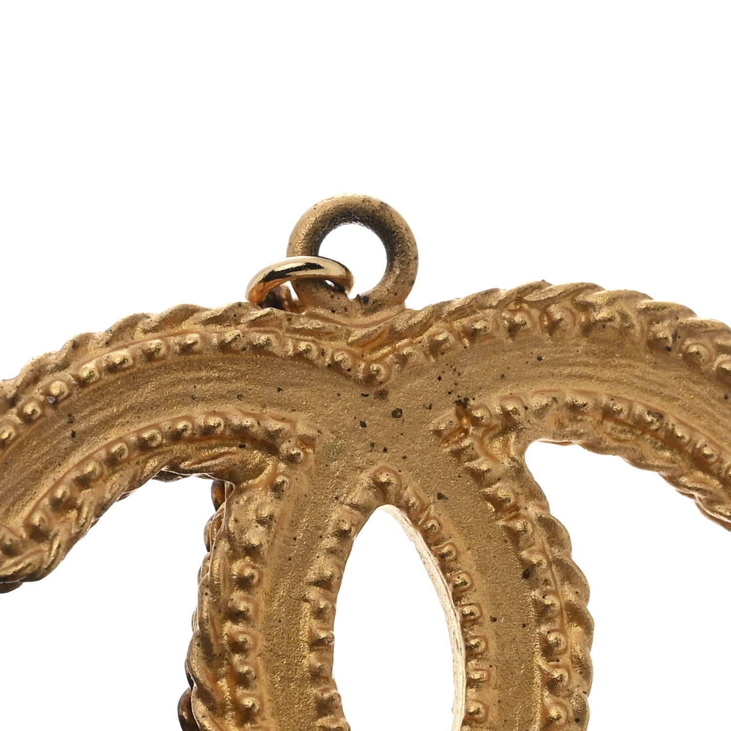 Chanel CC Drop Earrings Matte Gold 5 of 6