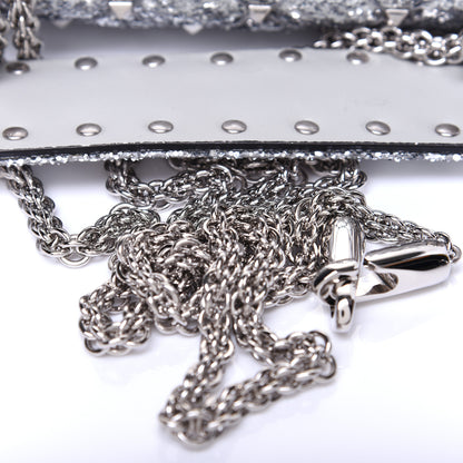 Valentino Garavani Glitter Mini Rockstud Spike Shoulder Bag Silver 12 of 13