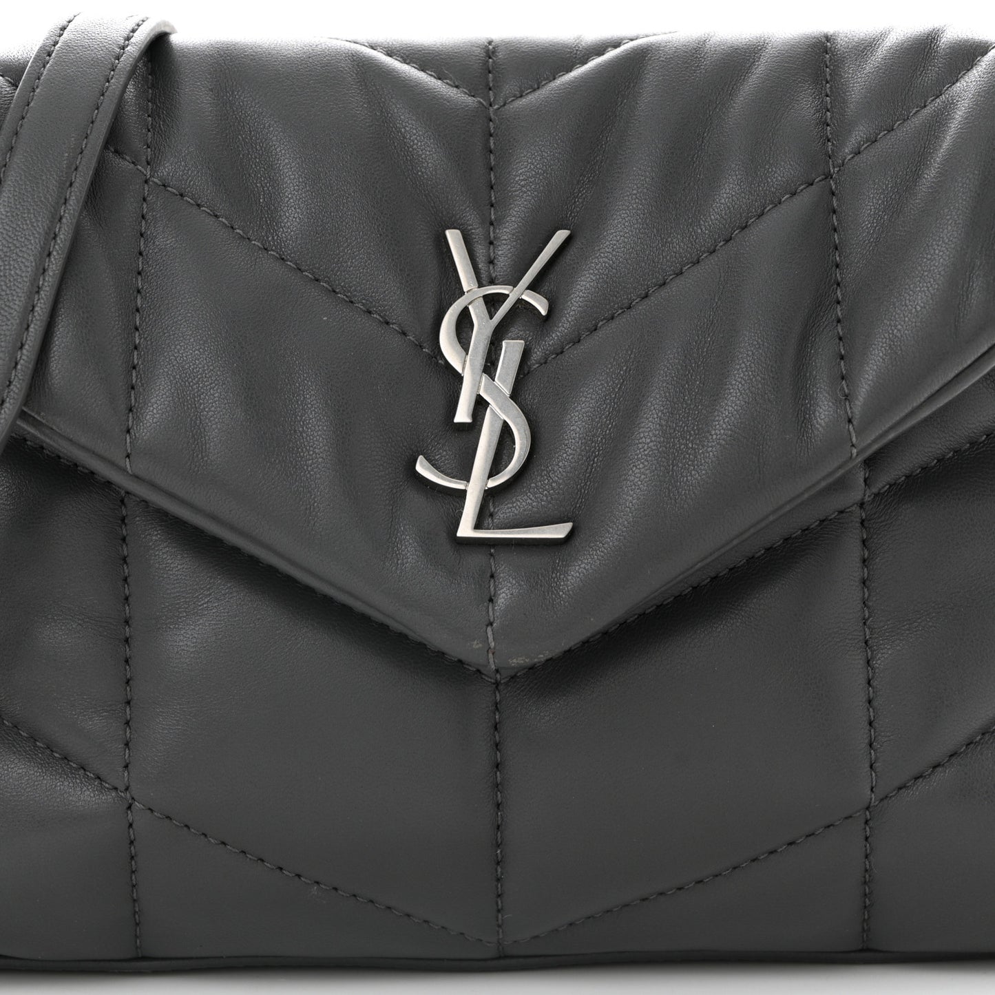 Lambskin Quilted Small Loulou Puffer Monogram Chain Satchel Storm