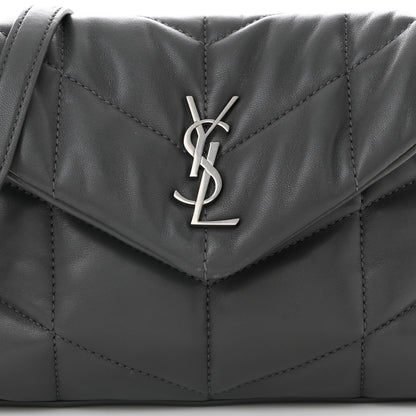 Saint Laurent Lambskin Quilted Small Loulou Puffer Monogram Chain Satchel Storm 8 of 10