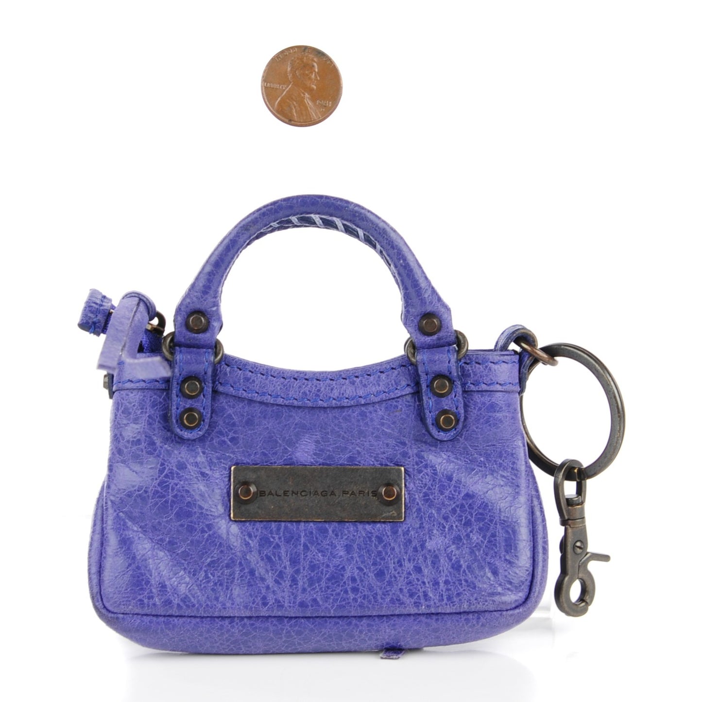 Agneau Classic Hardware Mini First Bag Charm Bleu Lavande