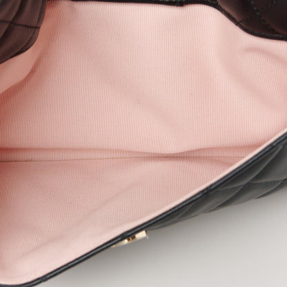 Chanel Lambskin Quilted Coco Mark Clutch Black Light Pink 9 of 13