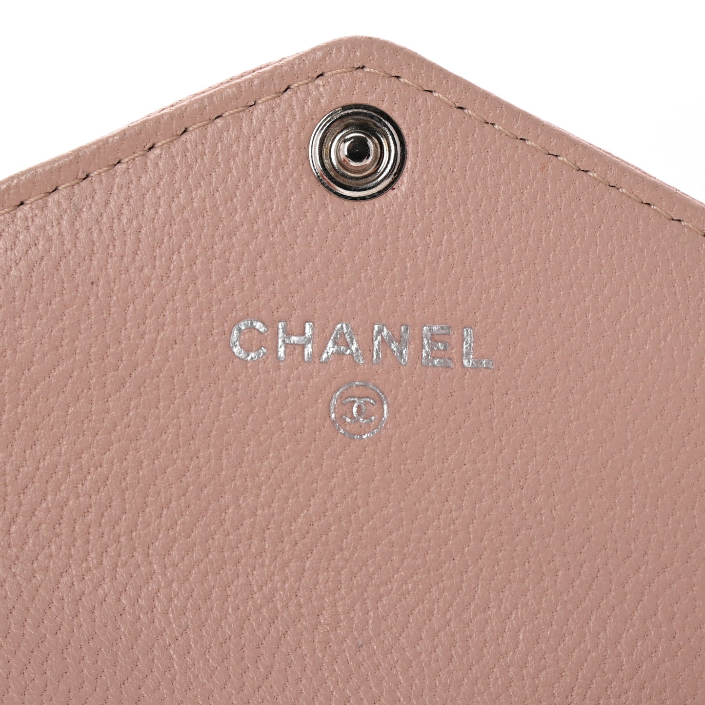 Lambskin Chevron Quilted Card Holder Light Pink