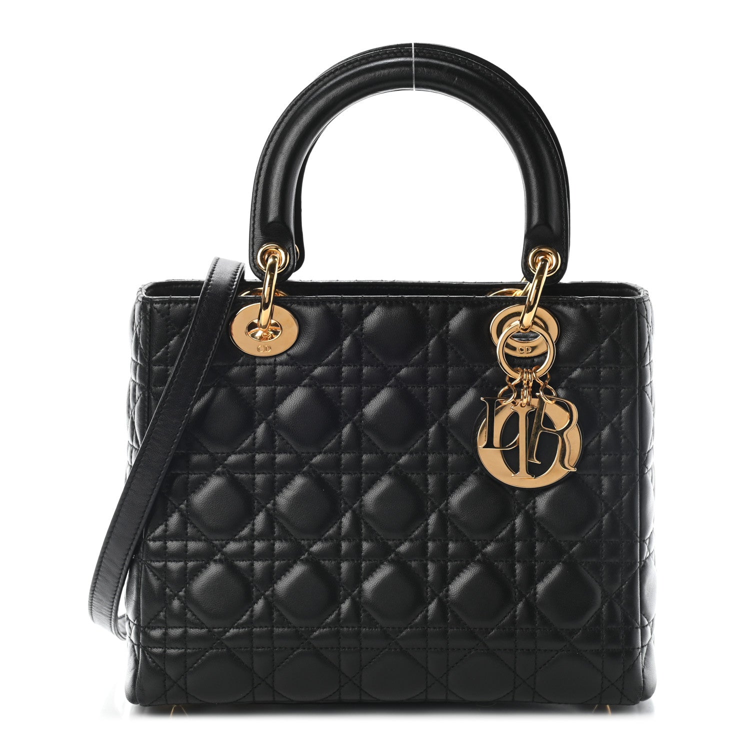 Christian Dior Lambskin Cannage Medium Lady Dior Black 1 of 9