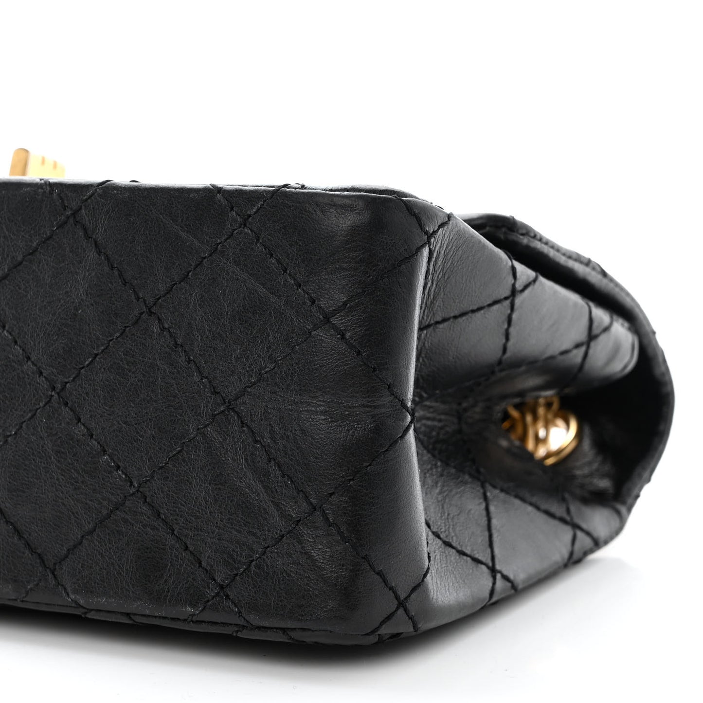 Aged Calfskin Quilted 2.55 Reissue Mini Flap Black