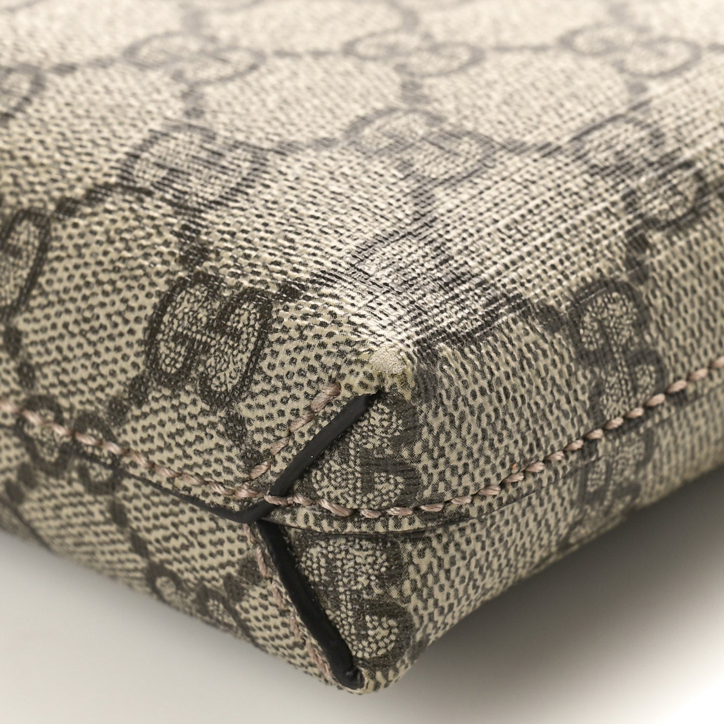 GG Supreme Monogram Azalea Calfskin Small Retro Interlocking G Wristlet Messenger Bag Beige Ebony Brown Sugar