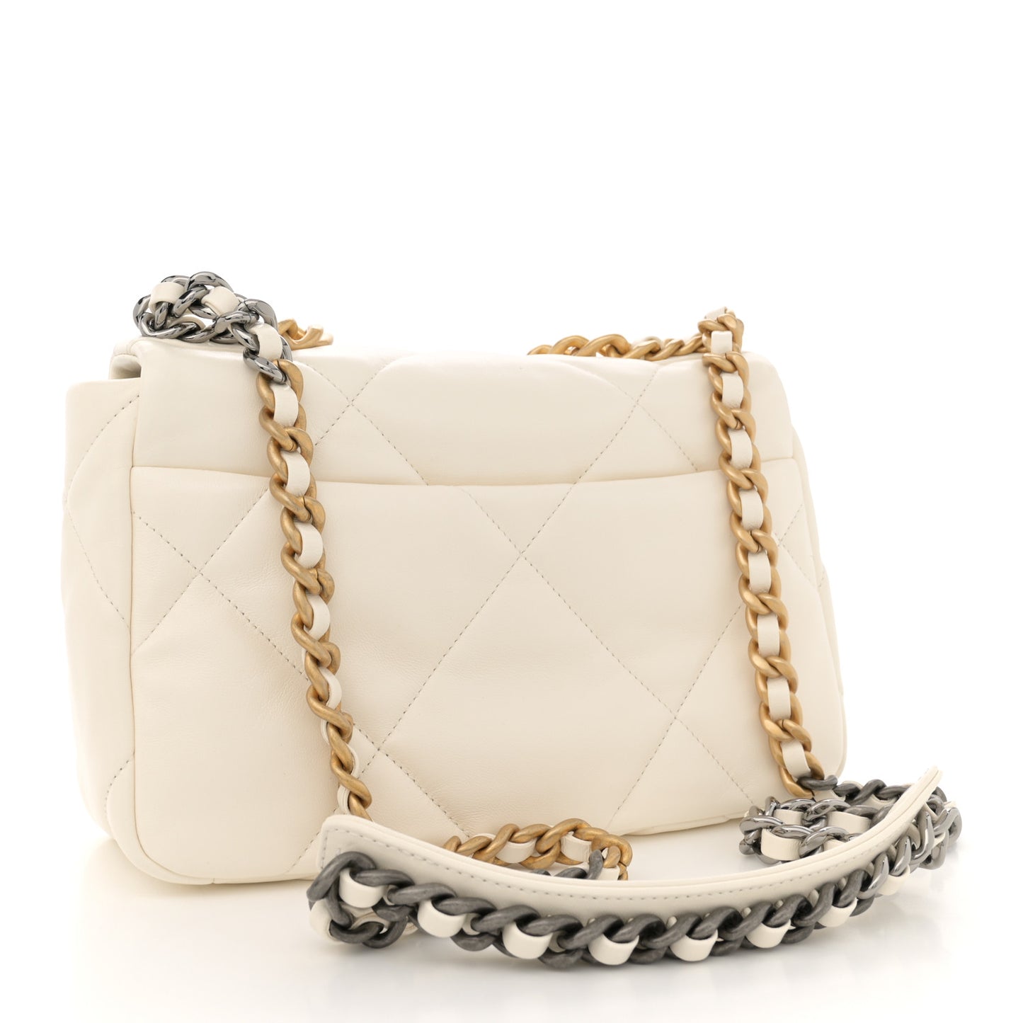 Lambskin Quilted Medium Chanel 19 Flap White