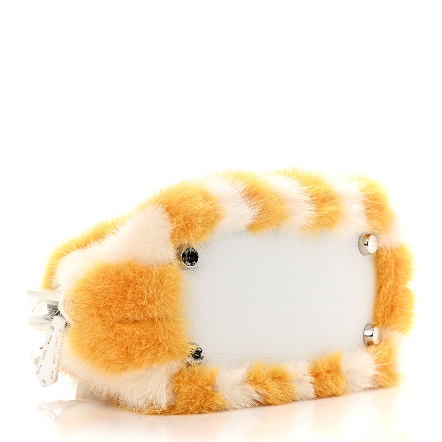 Mink Fur Cuoio Romano Selleria Pequin Mini Adele Bag Yellow White