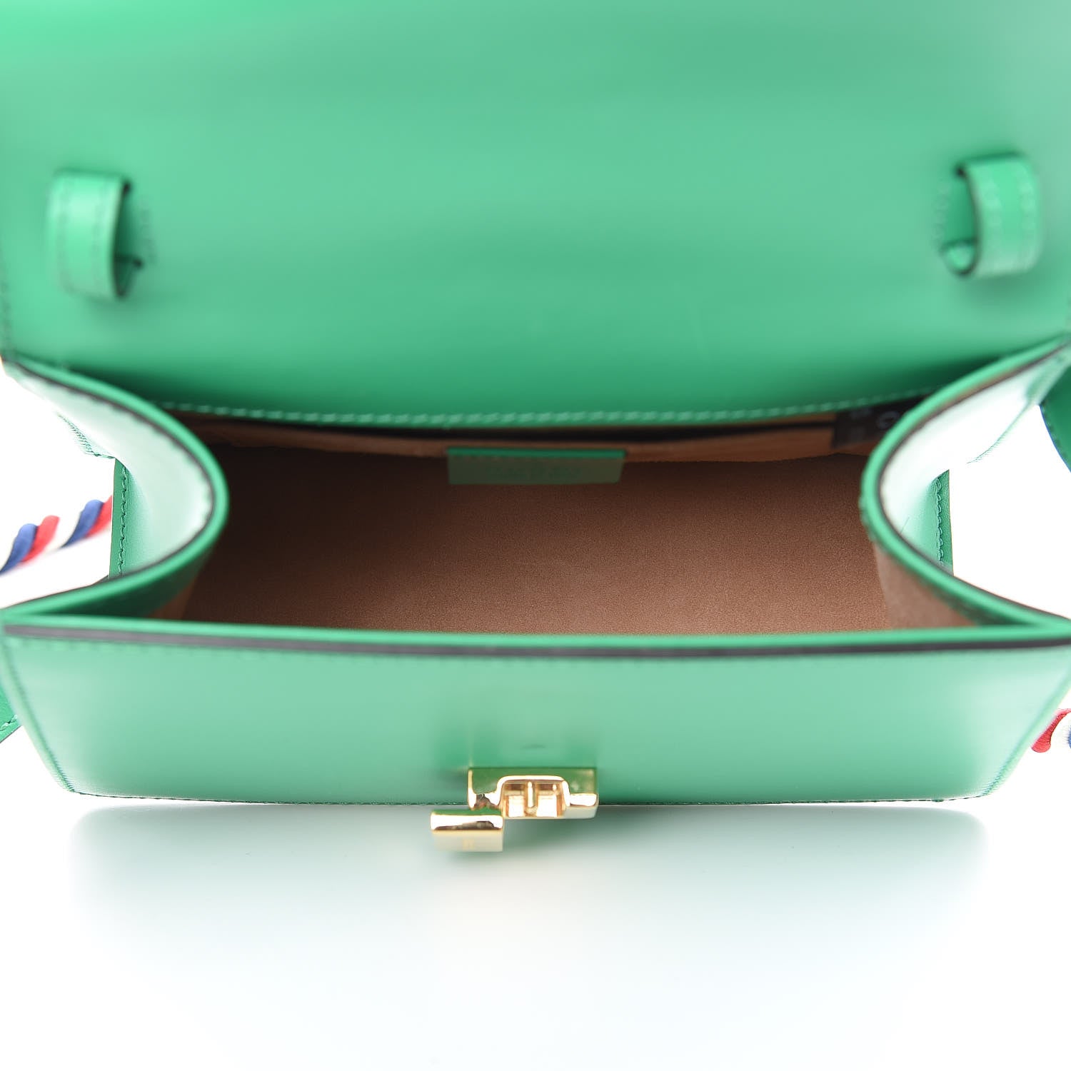 Gucci Vitello Fontanella Web Mini Sylvie Top Handle Bag Synthetic Green Garden 5 of 10