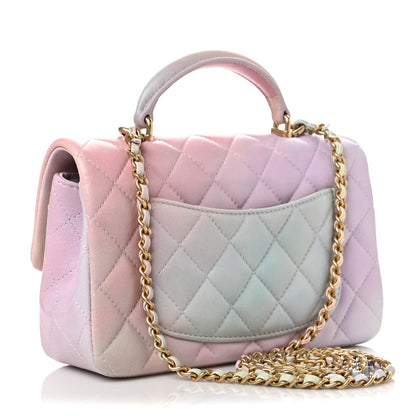 Chanel Lambskin Quilted Ombre Mini Top Handle Rectangular Flap Pink Multicolor 2 of 6