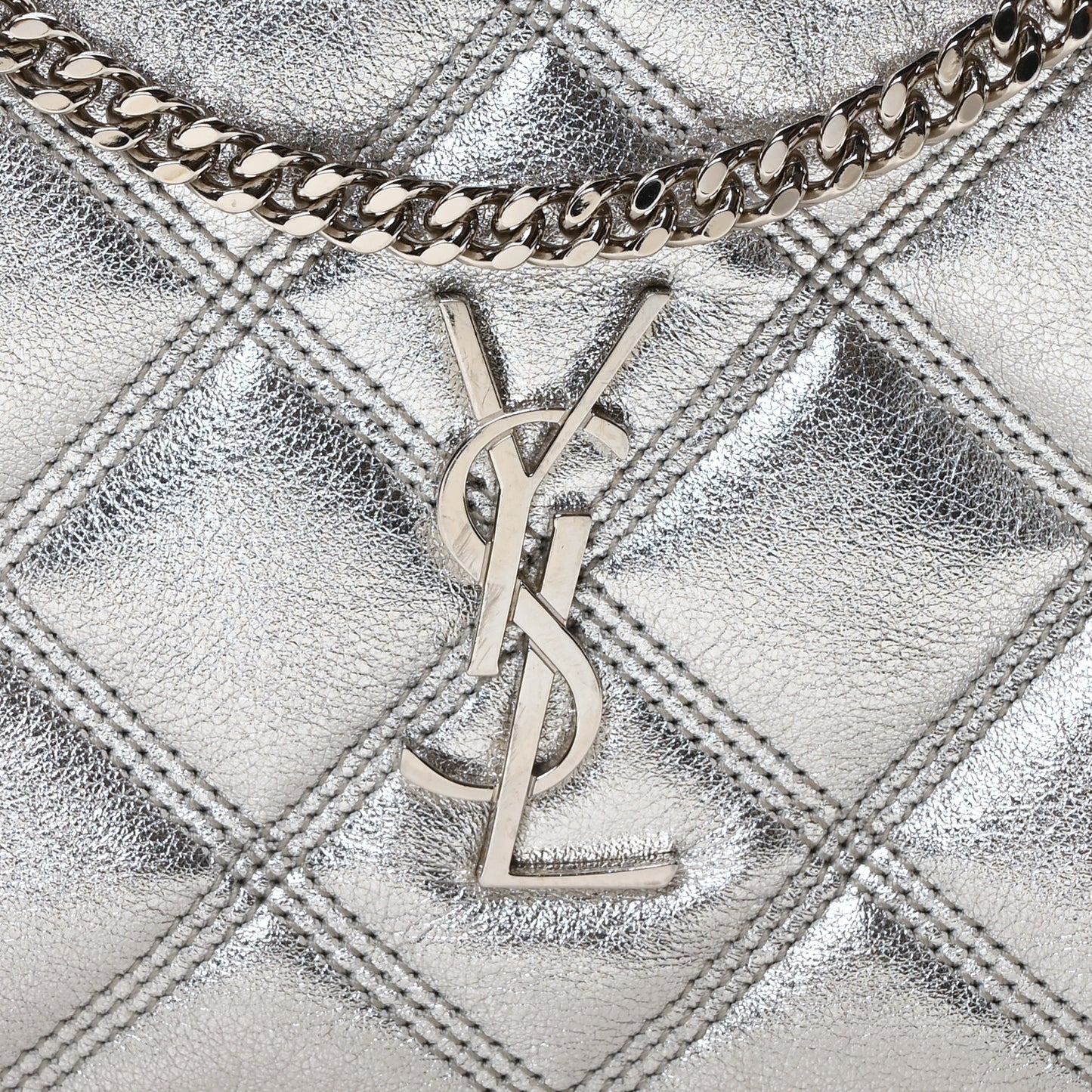 Metallic Lambskin Quilted Mini Becky Double Zip Bag Argento