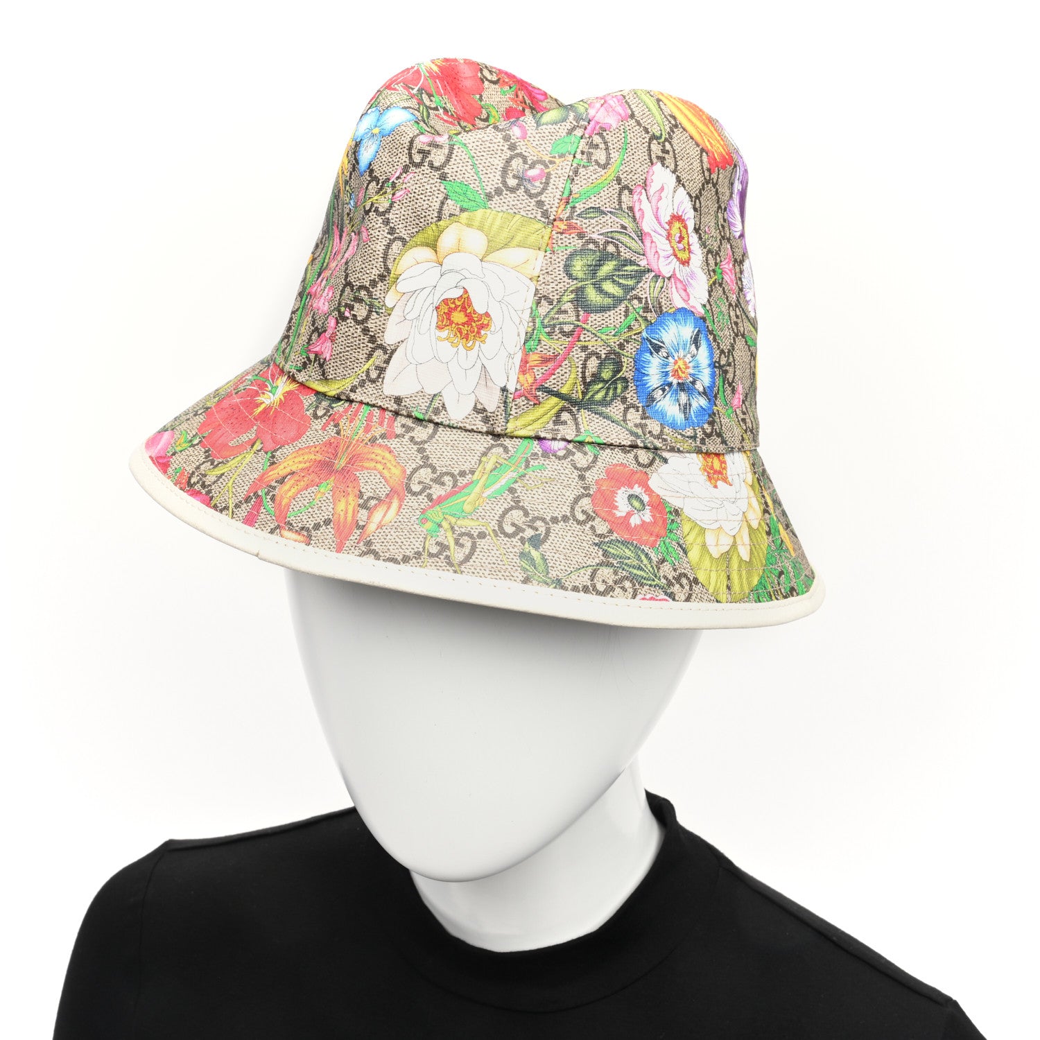 Gucci GG Supreme Monogram Flora Bucket Hat S White 2 of 8