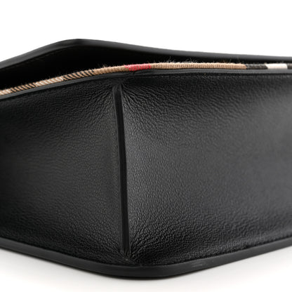 Burberry Derby Calfskin House Check Mackford Crossbody Bag Black 8 of 10