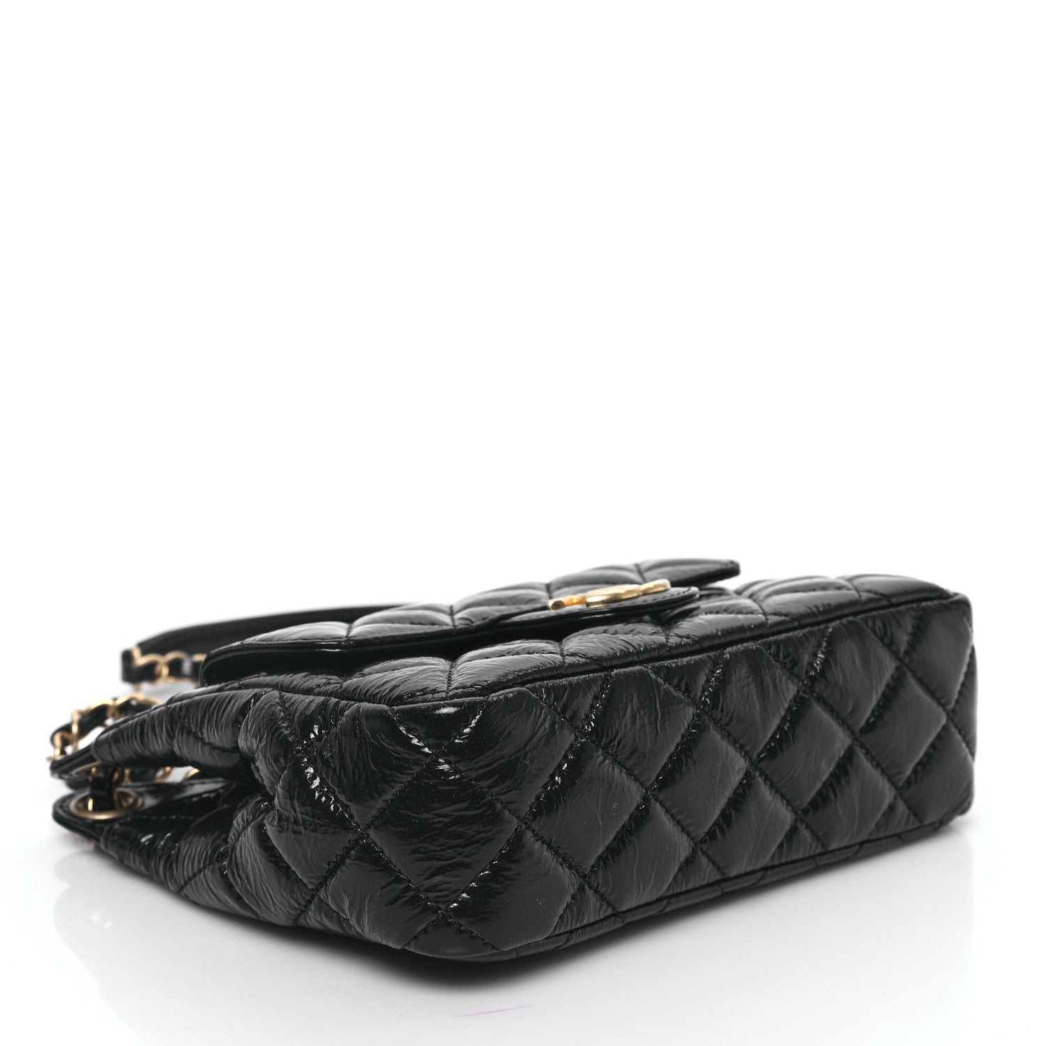 Chanel Shiny Crumpled Calfskin Quilted Small Wavy CC Hobo Black 4 of 11