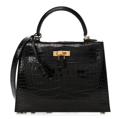 Hermes Shiny Alligator Kelly Sellier 25 Black 1 of 11