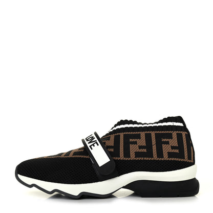 Fendi Stretch Yarn FF Stiff Band Rockoko Sneakers 37 Black White Tobacco 1 of 4
