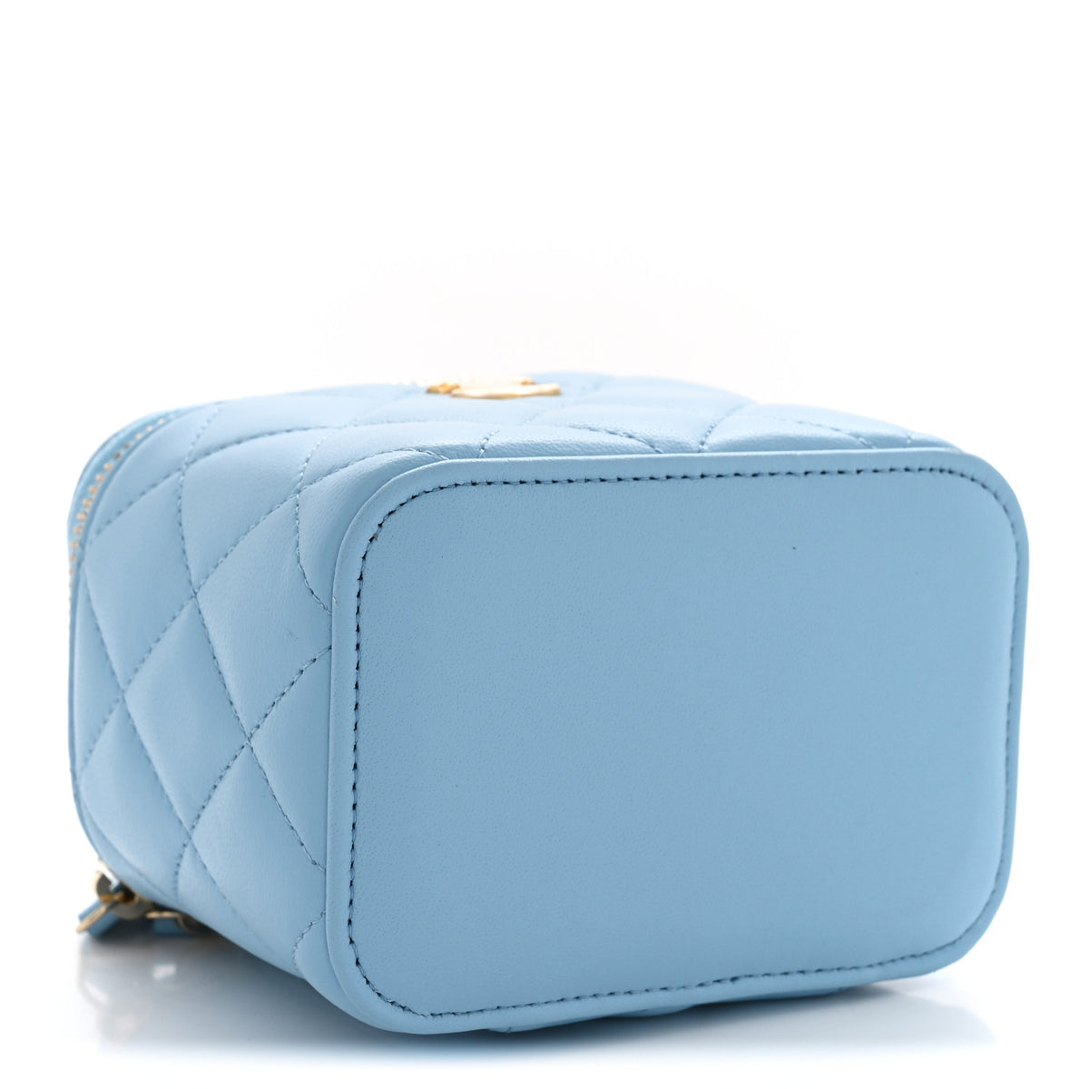 Chanel Lambskin Quilted Pearl Crush Mini Vanity Case With Chain Light Blue 4 of 11