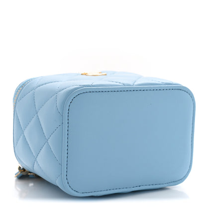 Chanel Lambskin Quilted Pearl Crush Mini Vanity Case With Chain Light Blue 4 of 11