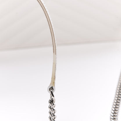 Saint Laurent Grain De Poudre Matelasse Chevron Monogram Envelope Chain Wallet Optical White 9 of 9