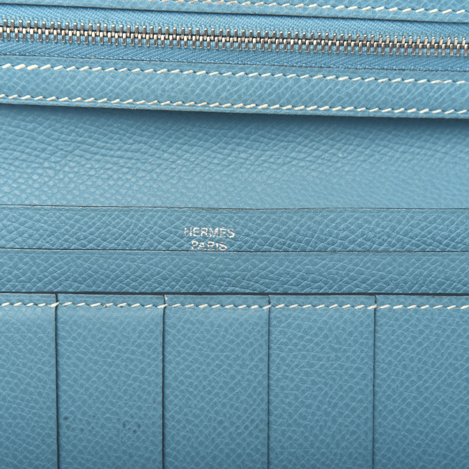 Hermes Epsom Bearn Gusset Wallet Blue Jean 6 of 6